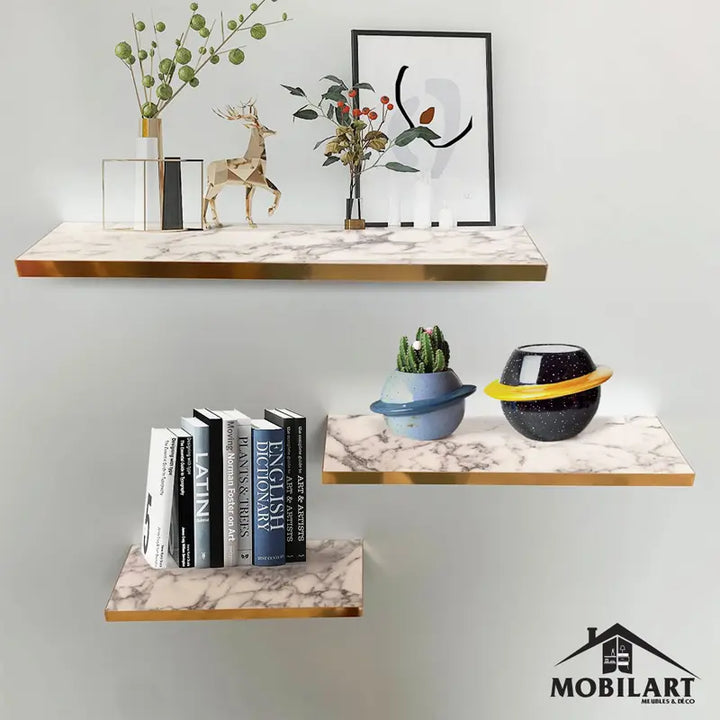 Pack 3 étagères marbré
