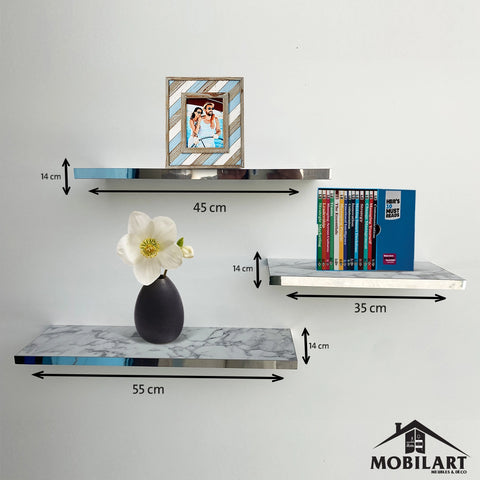 Pack 3 étagères marbré